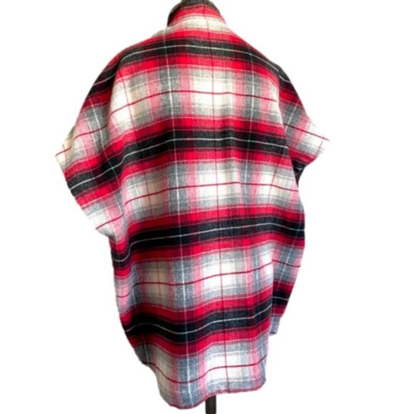 Eddie Bauer Red Plaid Wool Blend Sonoma Cape Poncho Vest - S/M, NWOTs - Picture 8 of 10